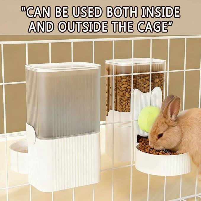 kathson Hanging Automatic Pet Food and Water Dispenser,Gravity Auto Rabbit Feeder for Cage,Guinea Pig Feeder and Waterer Set,Cat Food Bowl Dog Feeding Station for Bunny,Ferret,Chinchilla (Green)
