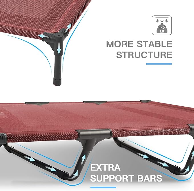 suddus Elevated Dog Bed Waterproof Outdoor, Portable Raised Dog Beds, Dog Cot Off the Floor, Dog Bed Easy Clean Indoor or Outdoor Use, X Large, Red