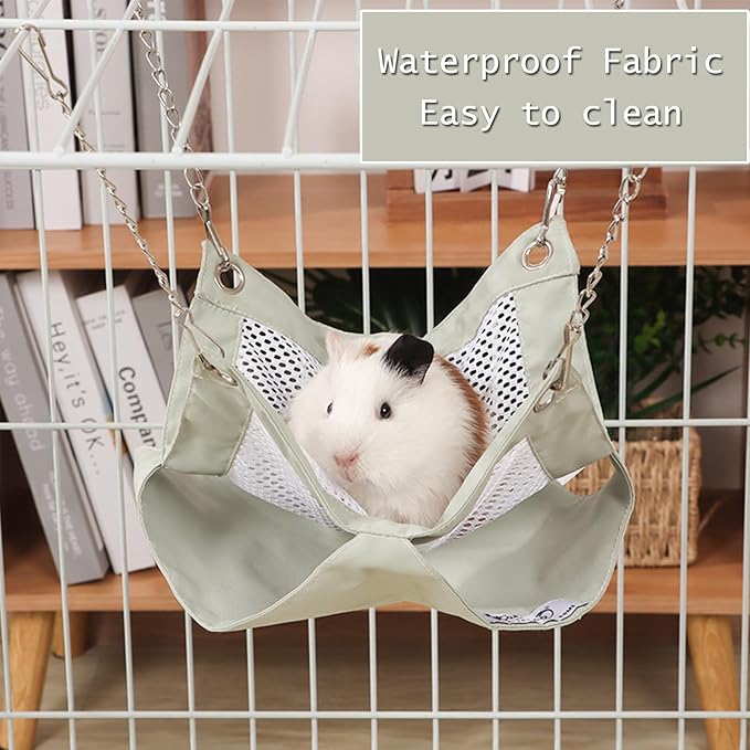 SEIS Waterproof 2 Layers Sugar Glider Mesh Hammock Summer Hamster Sleeping Nest Small Animal Hanging Bed for Guinea Pig House Bedding Squirrel Rat (Green, 11.4"x11.4")