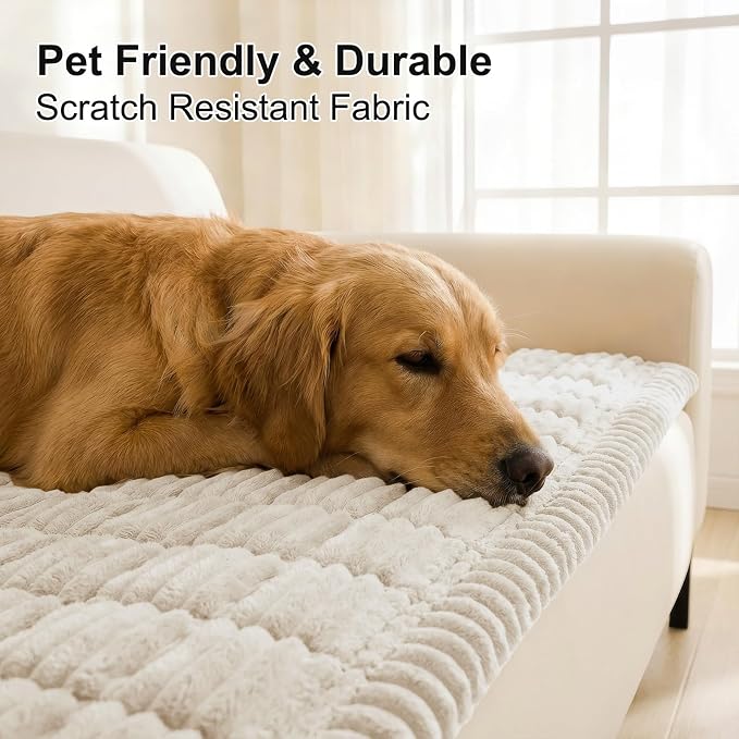 Smiry Couch Cover for Dogs, Non Slip Washable Sofa Protector for Pets, Soft Furniture Cover for Pet, Stylish Sofa Covers, Cozy Protect Against Fur, Dirt & Everyday Messes (White, 27.6" x 70.9")