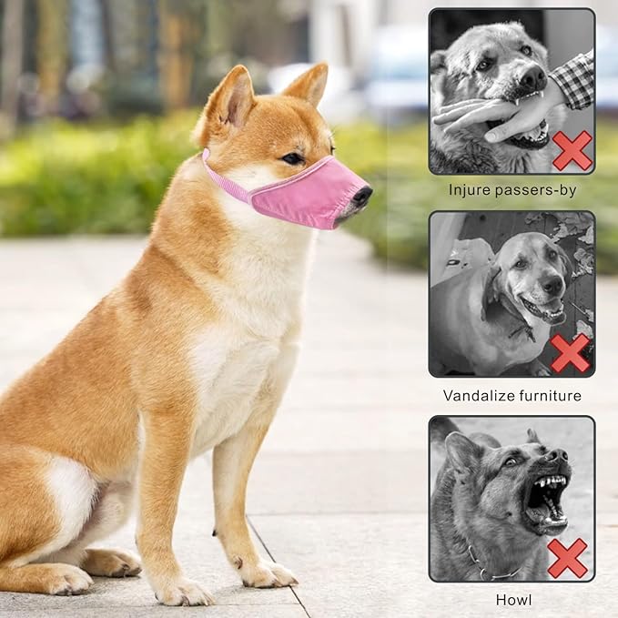Idepet 7PCS Adjustable Dog Muzzles - Anti-Biting Barking Muzzles for Small, Medium, Large & Extra Dogs (Pink, Pack of 7)