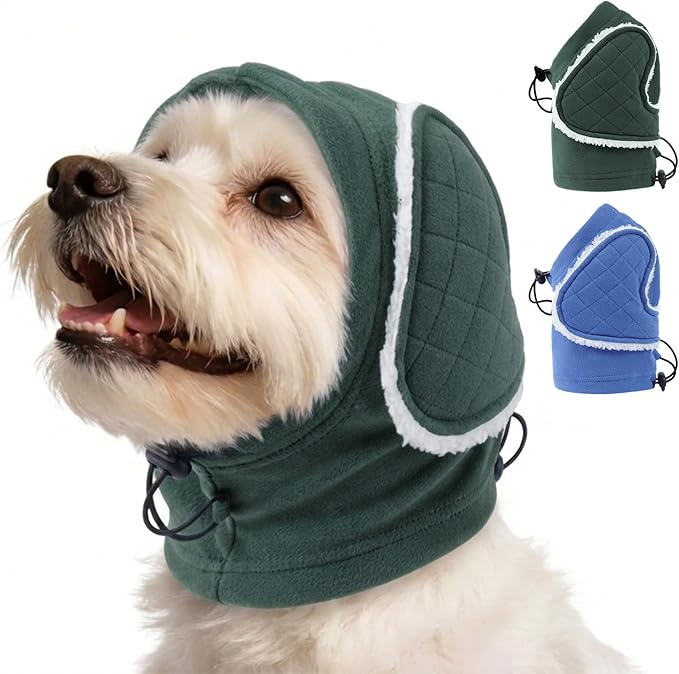 Dog Ear Muffs Noise Protection - Adjustable No Shake Ear Wraps, Warm Dog Calming Hoodie with Sound-Absorbing Pads, Anxiety Relief, Dog Ear Covers for Firework, Grooming, Travel (Green, M)