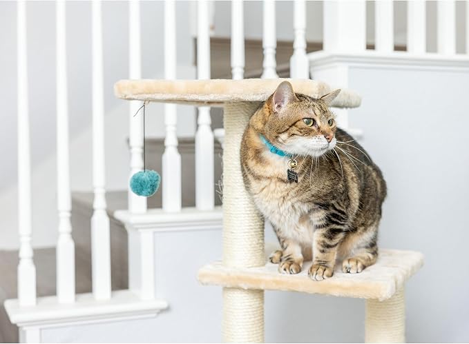 Armarkat 3 Levels Real Wood Cat Tower for Kittens Play 48 Height Beige A4801