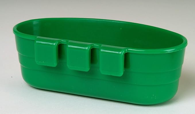 Pet Lodge® Plastic Cage Cup | Bunny Cage Cup | Feeder & Waterer for Small Animals | Mountable Hooks for Any Wire Type | Durable Plastic | 1/2 Pint | Green