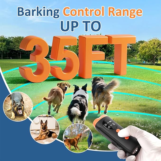 Dog Bark Deterrent Devices, 35FT Range Ultrasonic Anti Barking Device for Dogs, 3X Barks No More Indoors Neighbor Outdoors Safe & Humane Compact Box Bark Control for Dog Behavior Correct