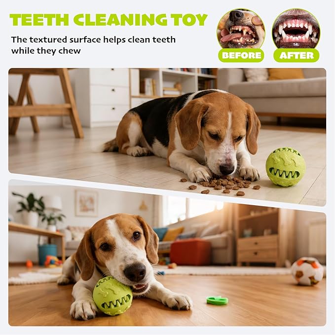 Dog Balls Treat Dispensing Toys for Medium & Large Breeds, 3inch / 7.5cm Natural Rubber Dog Puzzle Toy Slow Feeder for Mental Stimulation, Anxiety Relief & Interactive Play