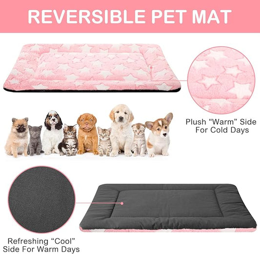VitalCozy 4 Pcs Dog Crate Pads, Ultra Soft Warm Washable Anti-Slip Kennel Bed Mat for Pets, Reversible, Replaceable, Cozy Cage Liner for Small Medium Large Dogs and Cats(18 x 24 x 1.6 Inch,Colorful)