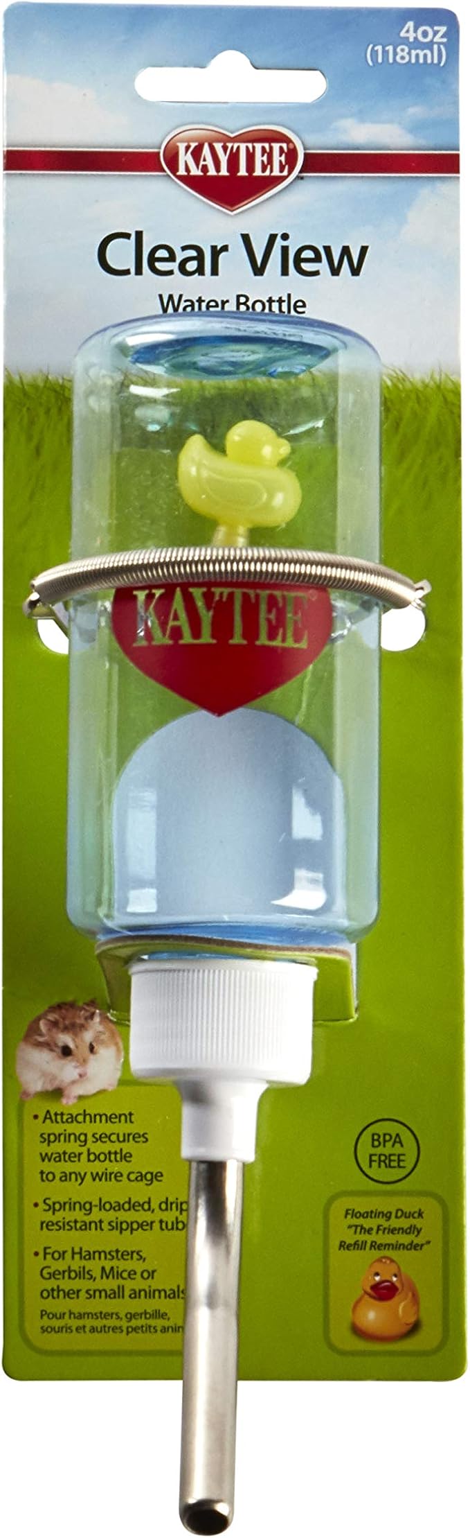 Kaytee Clear View Water Bottle for Pet Gerbils, Hamsters & Mice, 4 oz