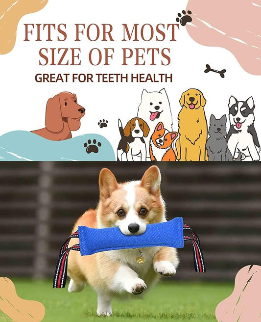 Clysoru Tug Toy for Dogs Tug of War Dog Toy with 2 Strong Red Band Handles Lasting Training Equipment Puppy to Large Dogs Interactive Toy Best for Tug of War Pull Indestructible Rope Toys (Blue)