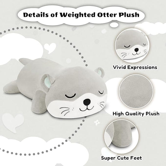 Finebee Weighted Otter Stuffed Animals, Cute Weighted Otter Plush, Soft Stuffed Weighted Plushie Birthday for Kids & Adults (13.8" 1.6Lbs)