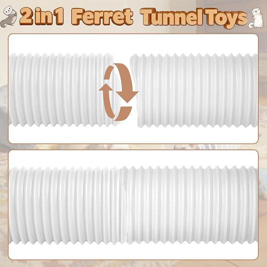 Mity rain 2PCS Ferret Toys with 6 Balls Inclueded | Collapsible Tunnel Tube Accessories for Ferrets, Guinea Pigs, Hamsters, Expandable Interactive Toys Supplies for Small Pets