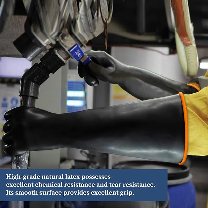 Haiou Chemical Resistant Nitrile Gloves Long Rubber Gloves for Drains, Acid, Oil, and Industrial Use Household Cleaning