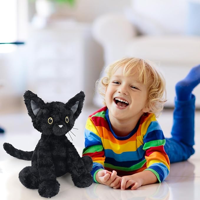 SuzziPals Coolable & Heatable Cat Stuffed Animals, Microwavable Heating Pad for Period Discomfort, Lavender Scent Cat Plush, Black Cat Plush Gift for Kids & Aldults