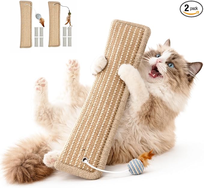 (2-Pack) Catnip Kicker Toys for Indoor Cats, Refillable with Silvervine Blend Refills, Each Toy Includes Sisal Ball & Catnip Ball, Durable Chew Toy for Aggressive Cats