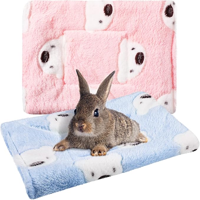 Jetec 2 Pieces Guinea Pig Bed Rabbit Bed Warm Small Animal Hamster Bunny Mats Winter Warm for Bunny Hamster Squirrel Hedgehog Chinchilla Small Animal Accessories(Cute Color,Bear Pattern)