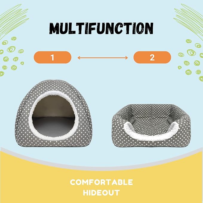 Rabbit Hideout Large Bunny Bed Washable Rabbit House and Hideout Fleece Guinea Pig Hiding Hut for Indoor Bunnies Small Animal Hideaway