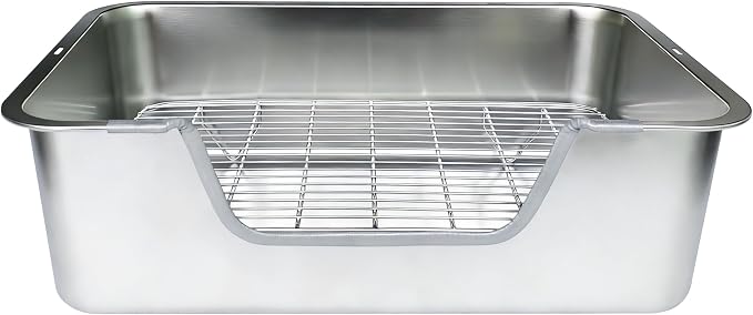 Stainless Steel Sifting Litter Box for Rabbit (XL)