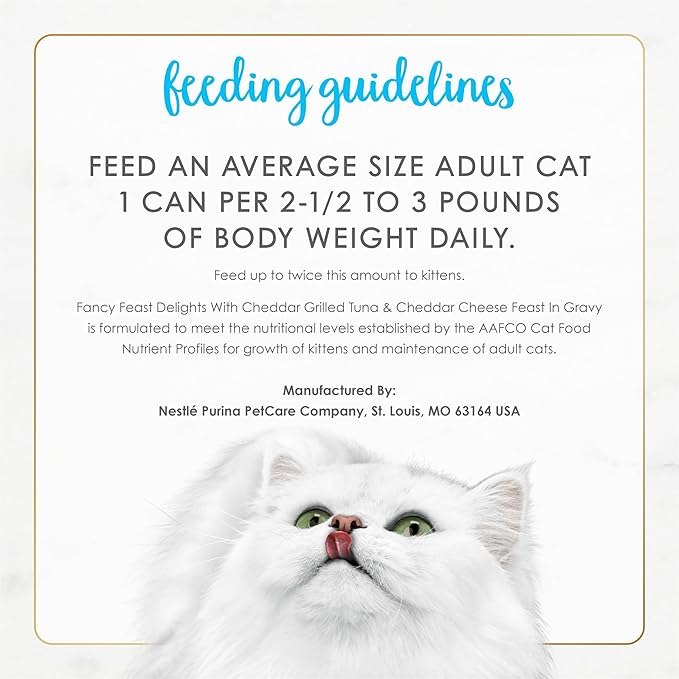 Purina Fancy Feast Delights With Cheddar Grilled Tuna and Cheddar Cheese Feast in Wet Cat Food Gravy Cat Food - (Pack of 24) 3 oz. Cans