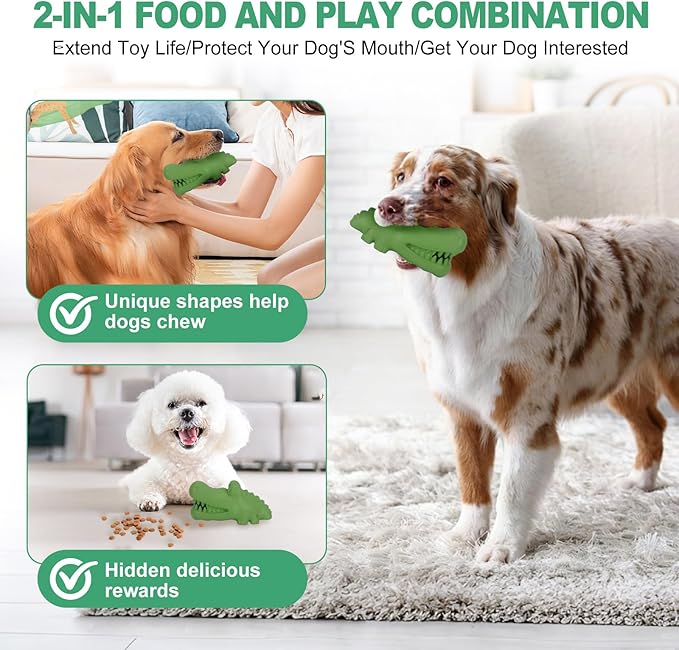 Durable Natural Rubber Dog Chew Toys for Aggressive Chewers, Treat Dispensing Dog Toys, Interactive Enrichment Toy to Keep Dogs Busy, Mental Stimulation, Clean Teeth