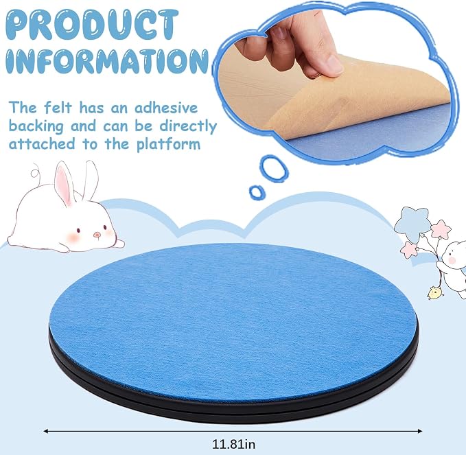AceOrbit 12 Inch Rotating Rabbit Grooming Table with Blue Non Slip Felt Mat Small Animal Grooming Kit for Bunny Guinea Pig Chinchilla Ferret Hedgehog Gerbil Cat Supplies