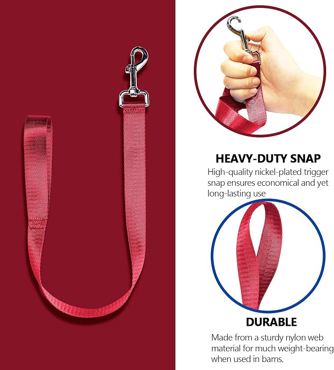 Harrison Howard 4PCS 22” Easily Packed Sturdy Nylon Bucket Straps for Hay Nets and Water Feeder Buckets-Red