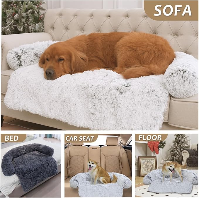Tinaco Calming Dogs/Cats Bed Mats, Dog Pad Washable Removable Couch Cover, Plush Long Fur Mat for Pets, Waterproof Lining, Perfect for Small, Medium and Large Dogs and Cats (Desert Brown, 31"x23")
