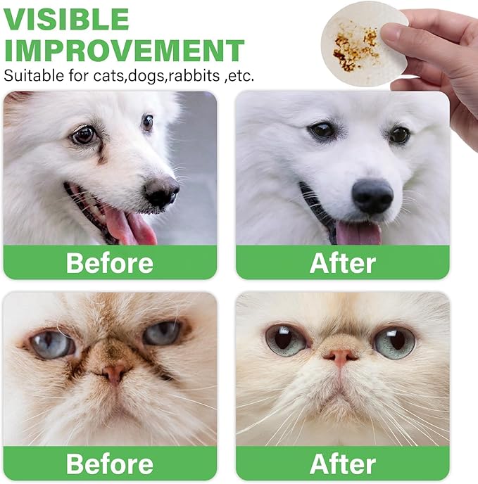 120pcs Eyes Wipes for Dogs & Cats, Vet-Recommended Tear Stain Remover, Hypoallergenic, Removes Discharge Debris Crust, No Added Fragrance, with Aloe & Coconut Oil, Puppy Essentials Dog Accessories