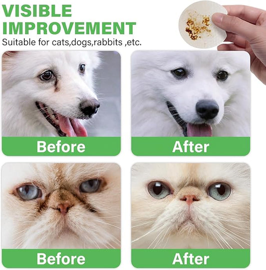 120pcs Eyes Wipes for Dogs & Cats, Vet-Recommended Tear Stain Remover, Hypoallergenic, Removes Discharge Debris Crust, No Added Fragrance, with Aloe & Coconut Oil, Puppy Essentials Dog Accessories