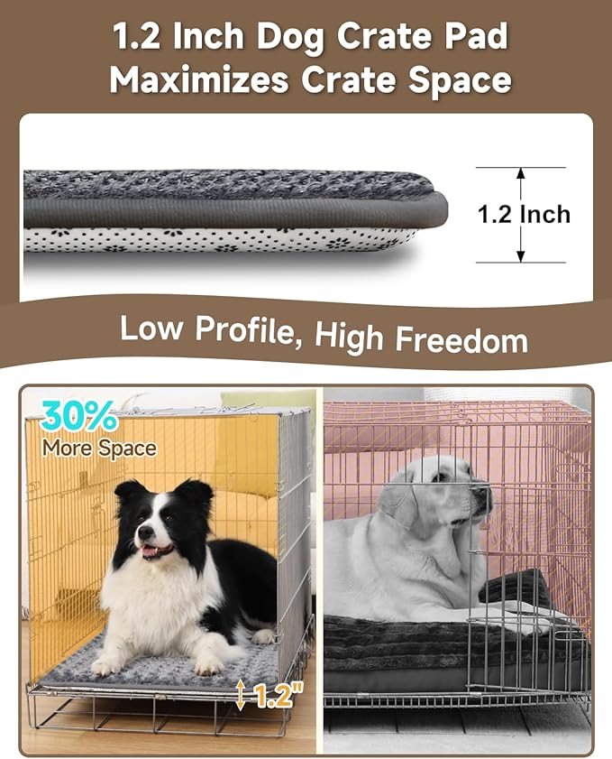 Dog Bed for Crate High Resilience Foam Crate Pad Mat for Medium Dogs Washable Anti-Slip,29" x 18",Dark Gray