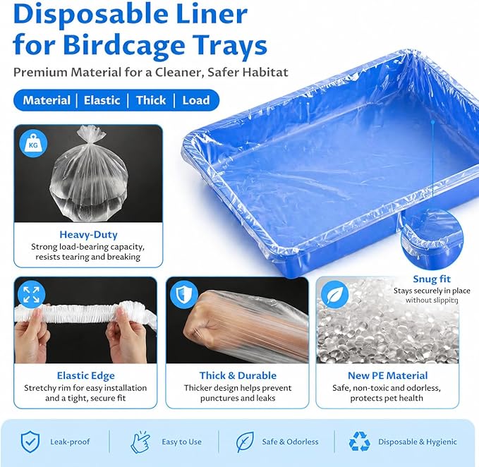 Disposable Small Animal Cage Liners, Plastic Liners Can Cover 37x19, 34x22 30x20 Inches, Suitable For Rabbits, Birds, Guinea Pigs, Chinchillas (30)