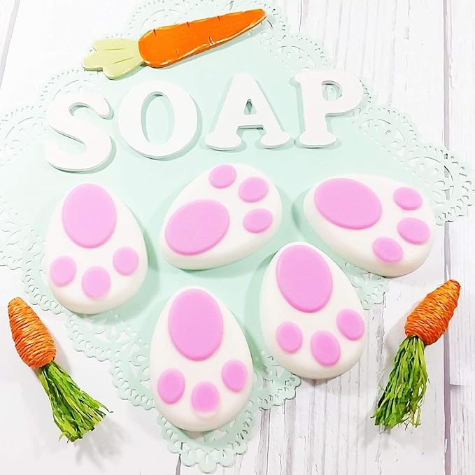 Easter Bunny Paw Print Glycerin Soap. Basket Stuffers for Girls Boys Rabbit Footprint