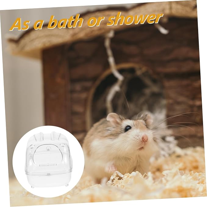 Levemolo Hamster Sand Bath Container Transparent Splash Bathtub for Small Animals for Hamsters Guinea Pigs and Other Pets Easy to Clean Design