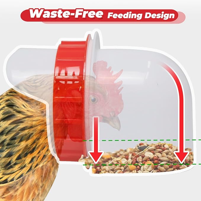 Automatic Chicken Feeder 50LBS Large Capacity, 8 Anti-Waste Ports Metal Poultry Feeder with Height Adjustable Stand, Waterproof Rodent Proof Feed Box with Lid Viewing Window for Hens Ducks Geese