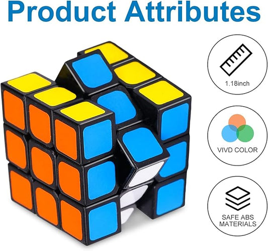 24 Pack Mini 3x3 Cube Puzzle, 1.18 Inch Small Twisty Brain Teaser, Pocket Size Magic Cube Toy for Kids, School Rewards & Classroom Prizes, Birthday Party Favors