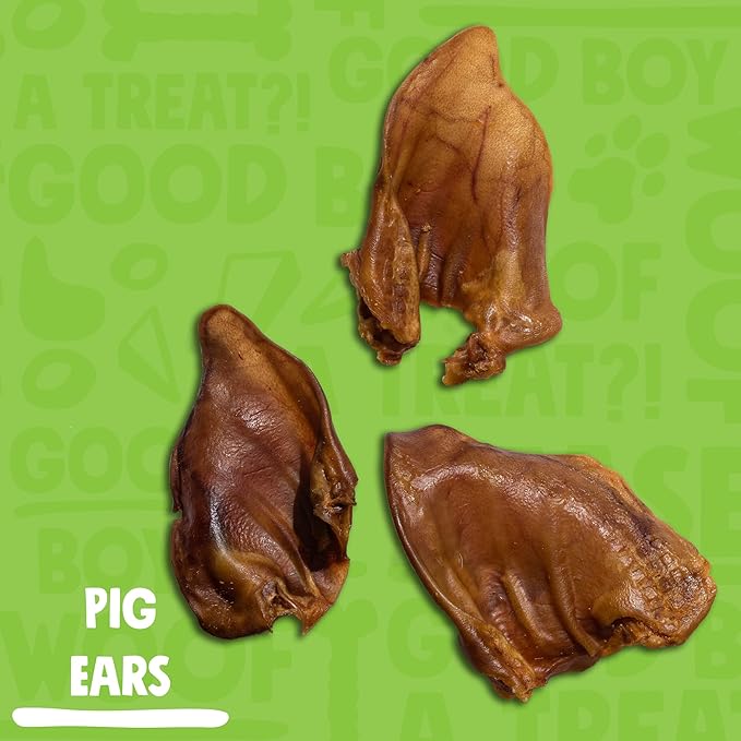 Pig Ears for Dogs (12 Pack) – All Natural Whole Pig Ears, Single Ingredient, High Protein, Easily Digestible Dog Chews – Rawhide Alternative for Small & Large Dogs
