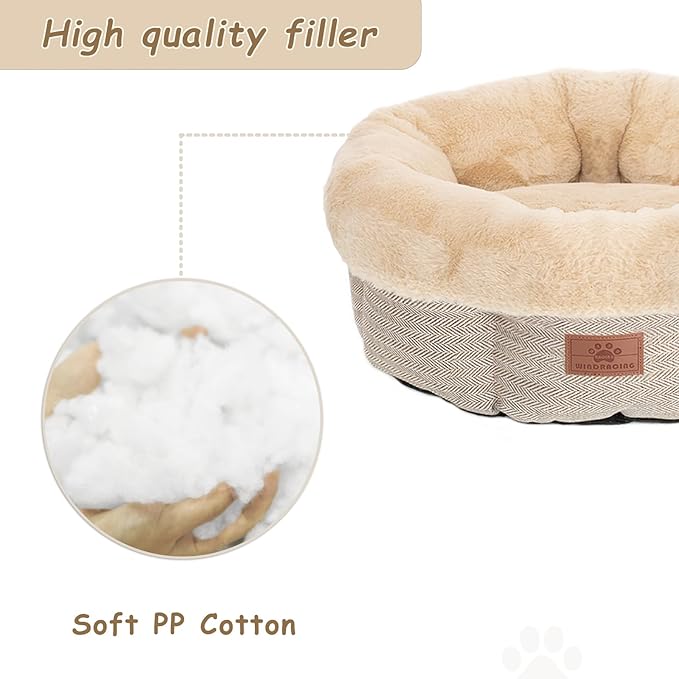 WINDRACING Cat Beds for Indoor Cats, Dog Bed for Small Dogs Breeds, Soft Kennel Bed, Comfy Durable Pet Sleeping Bed, Washable Roun Cat Bed & Non-Slip Bottom, Size 20" L x 20" W x 8" Th