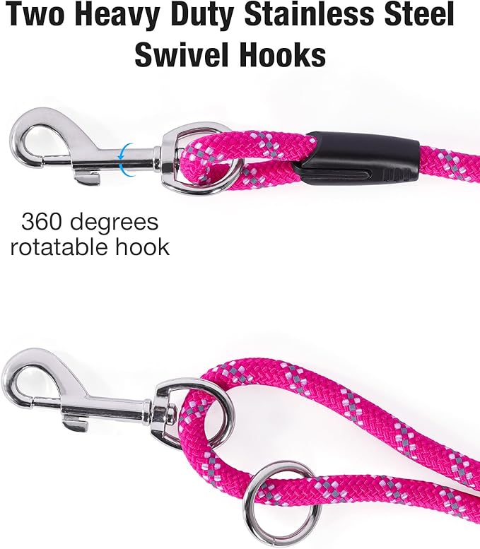 Long Dog Leash for Dog Training 30FT, Heavy Duty Dog Lead for Large Medium Small Dogs Outside Walking, Playing, Camping, or Yard,Hot Pink