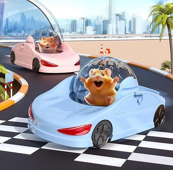 Hamster Car Novelty Wheel Running Ball Funny Exercise Toys for Small Animal Rat Chinchillas Ferrets Sugar Gliders (Blue)