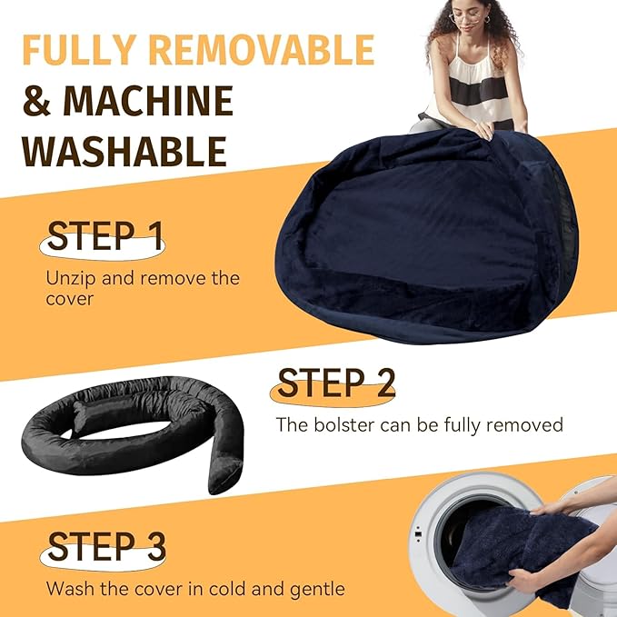 Orthopedic Dog Bed for Extra Large Dogs, XL Waterproof Dog Bed with Bolsters, Supportive Egg Crate Foam Pet Couch Bed with Removable Washable Cover & Non-Slip Bottom, Navy