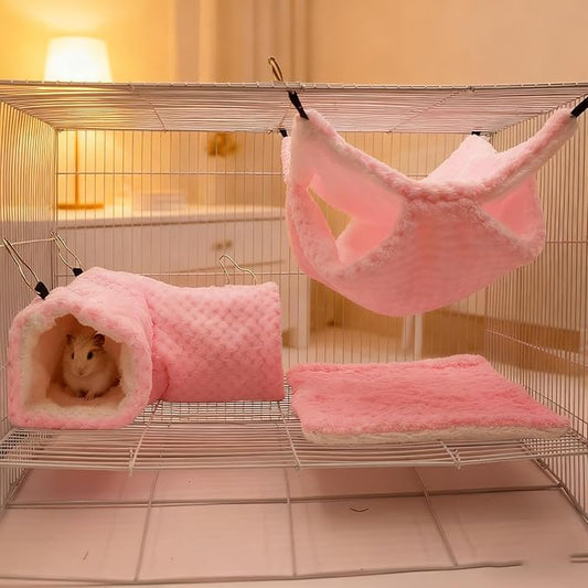 Hamster House | Cave Tunnel Mat Warm | Small Animal Bed - for Sugar Glider Ferret Cage Sleeping Resting Hiding Playing Climbing Winter