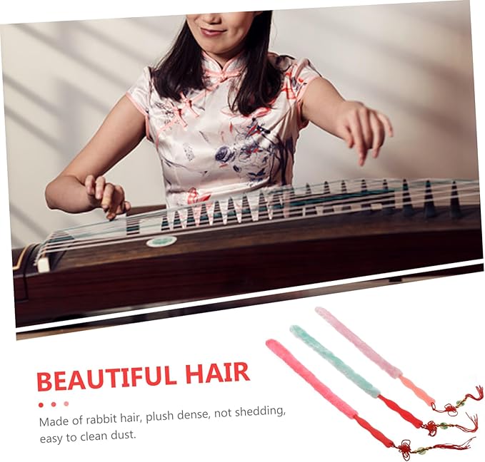 Yardwe 3Pcs Colorful Rabbit Hair Guzheng Cleaning Brush Set Universal Dust Removal Tool for Musical Instruments Soft Bristles for Effective Care and Maintenance