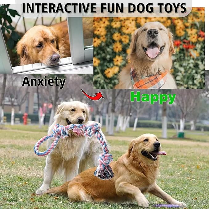 XIGOU Indestructible Dog Toys - Tough Puppy Chew Toys for Aggressive Chewers, Dental Cleaning Tug of War Toy, Great for Small to Large Breeds