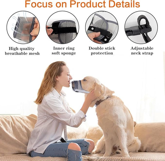 Dog Muzzle for Medium Dogs - Soft Mesh Breathable Mouth Guard for Anti-Biting, Barking, and Chewing - Lightweight Design for Scavenging, Grooming, and Vet Visits - Teal, Size M