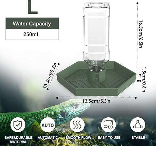 Reptile Water Dispenser-Bearded Dragon Water Bowl - Small Water Dish for Tortoise - Bowls for Reptiles & Amphibians (L)