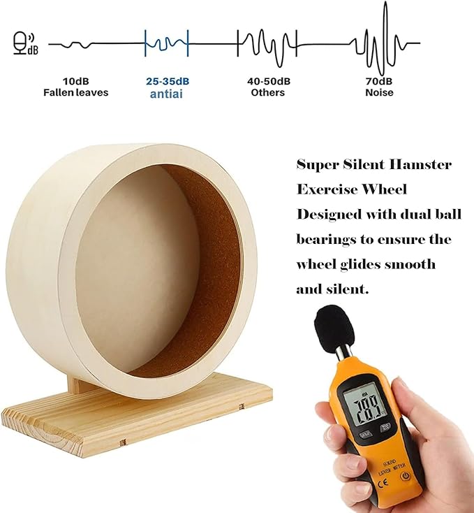 Hamster Exercise Wheel，Small Animals Running Toy Suitable for Rat, Pig, Chinchilla, Gerbil, etc. pet Wooden Harmless, Handmade (S)