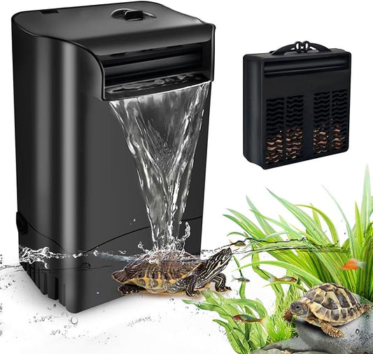 GOZILLA 265GPH Turtle Tank Filter,16W High Flow-Rate Adjustable Turtle Filter Fish Tank Filter, Silent Waterfall Aquarium Filter for Low Water Level Tank from 30 to 55 GAL.(Black)
