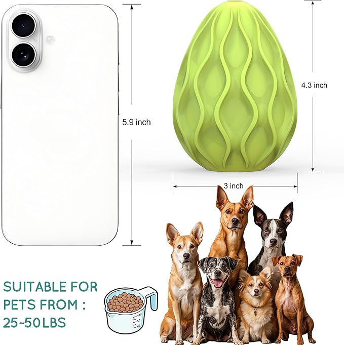 Dog Toys for Aggressive Chewers Durable Interactive Dog Chew Toys Tough Indestructible Treat Dispensing Cognitive Toys Mental Enrichment Puzzle Feeder Boredom Buster Anxiety Relief (Green)