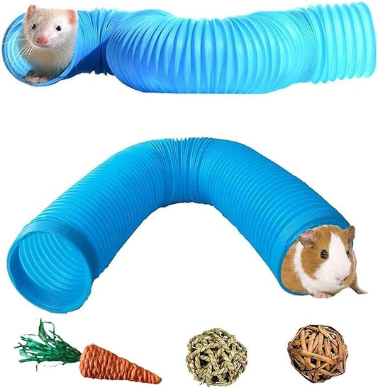 Collapsible Pet Tunnel 2 PCS Hamster Fun Tunnels | Plastic Foldable Hideaway, Exercising Training Tube Toys for Dwarf Hamster, Gerbil, Mouse, Rat and Ferrets