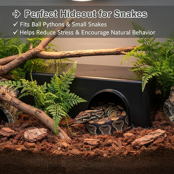 Reptile Hide Box Cave, XL 4 Pcs Snake Hide Feel Secure and Safe, Plastic Hideout for Leopard Gecko, Ball Python, Corn Snake, Lizard, Hamster & Hedgehog