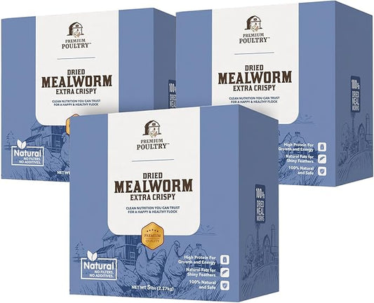 Dried Mealworms for Chickens – High Protein Chicken Treats for Egg Production & Flock Health – Bulk Mealworms for Ducks, Wild Birds, Reptiles & Backyard Poultry Feed, 15 lb